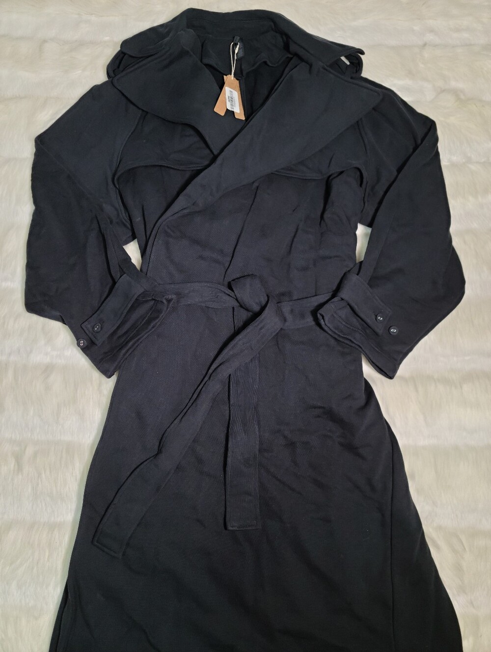 SKIMS Boyfriend Fleece Trench Coat Black Onyx Women Medium NEW